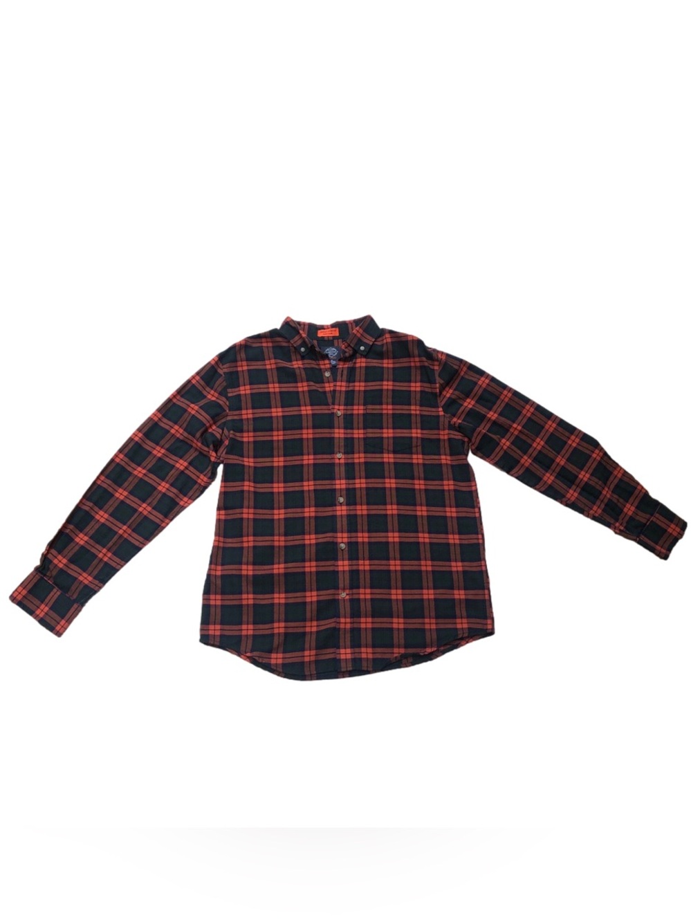 St. Johns Bay Orange Plaid Casual Button Up Long Sleeve Collared Shirt